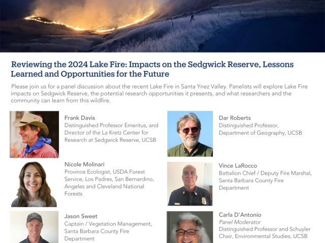 Poster describing the upcoming panel on the Lake Fire